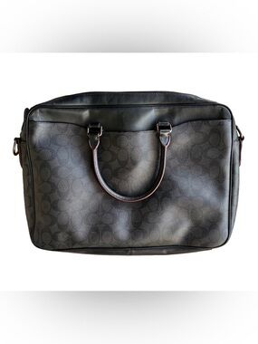 Coach Beckett Slim Signature Brown Leather Briefcase Crossbody Laptop Workbag